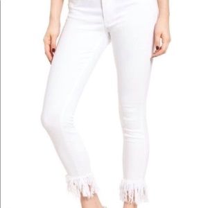 Blank NYC white fringe jeans